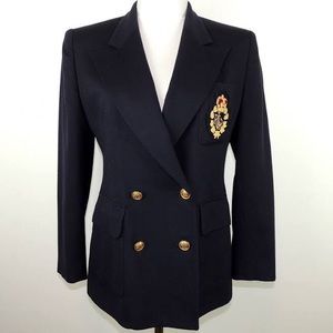 Lauren Ralph Lauren Navy Blue Crest wool blazer